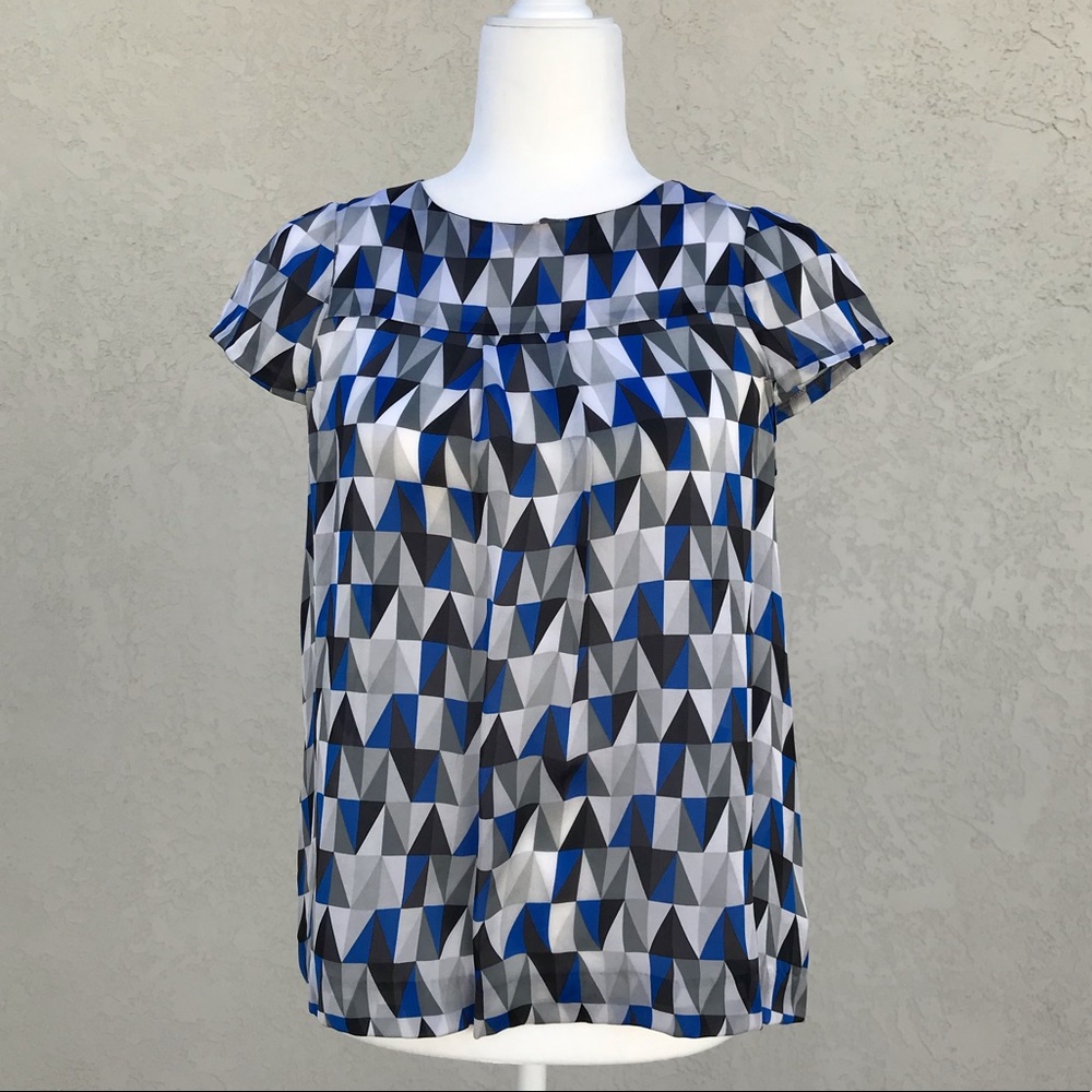 Theory Geometric Print Silk Blouse